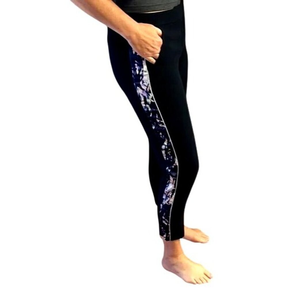 Club Monaco Tuxedo Pants crop navy with printed silk insert size 6 - Picture 3 of 11